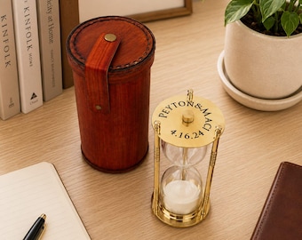Personalized Brass Hourglass Wedding Gift, Sand Ceremony Decor for Couple, Unique Anniversary Keepsake