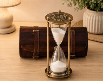 Personalized Engraved Brass Sand Timer - 5-Minute Tripod Hourglass for Meditation & Memorial Decor