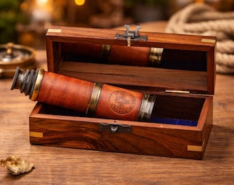 Antique Brass Telescope Spyglass, Engraved Nautical Maritime Gift