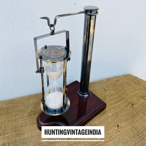 Antique Brass Hourglass Vintage Nautical Hourglass Sand Timer Brass Hanging Sand Timer With Wooden Base Desk Decorative Home Office Decor