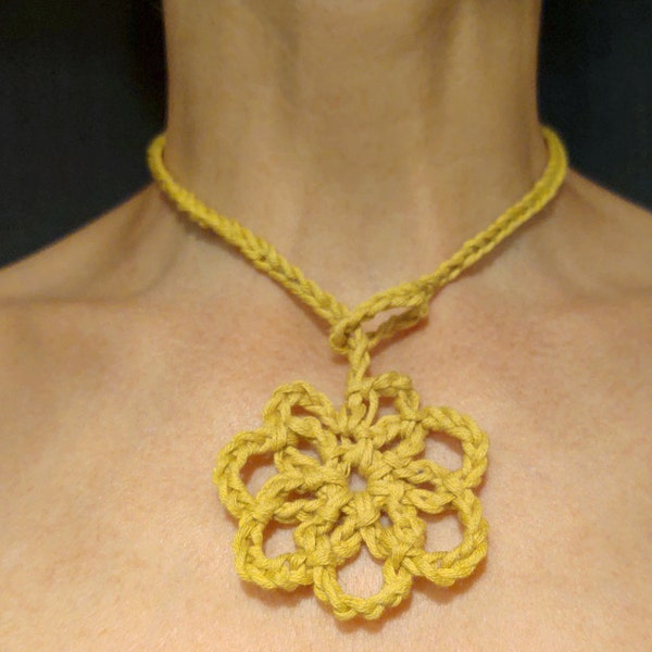 Crocheted Goldenrod Flower Necklace