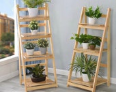 3 4 Tier Ladder Shelf Bookcase Bookshelf Folding Plant Flower Stand Storage Rack