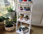 3 4 Tier White Ladder Shelf Bookcase Bookshelf Folding Plant Flower Stand Storage Rack
