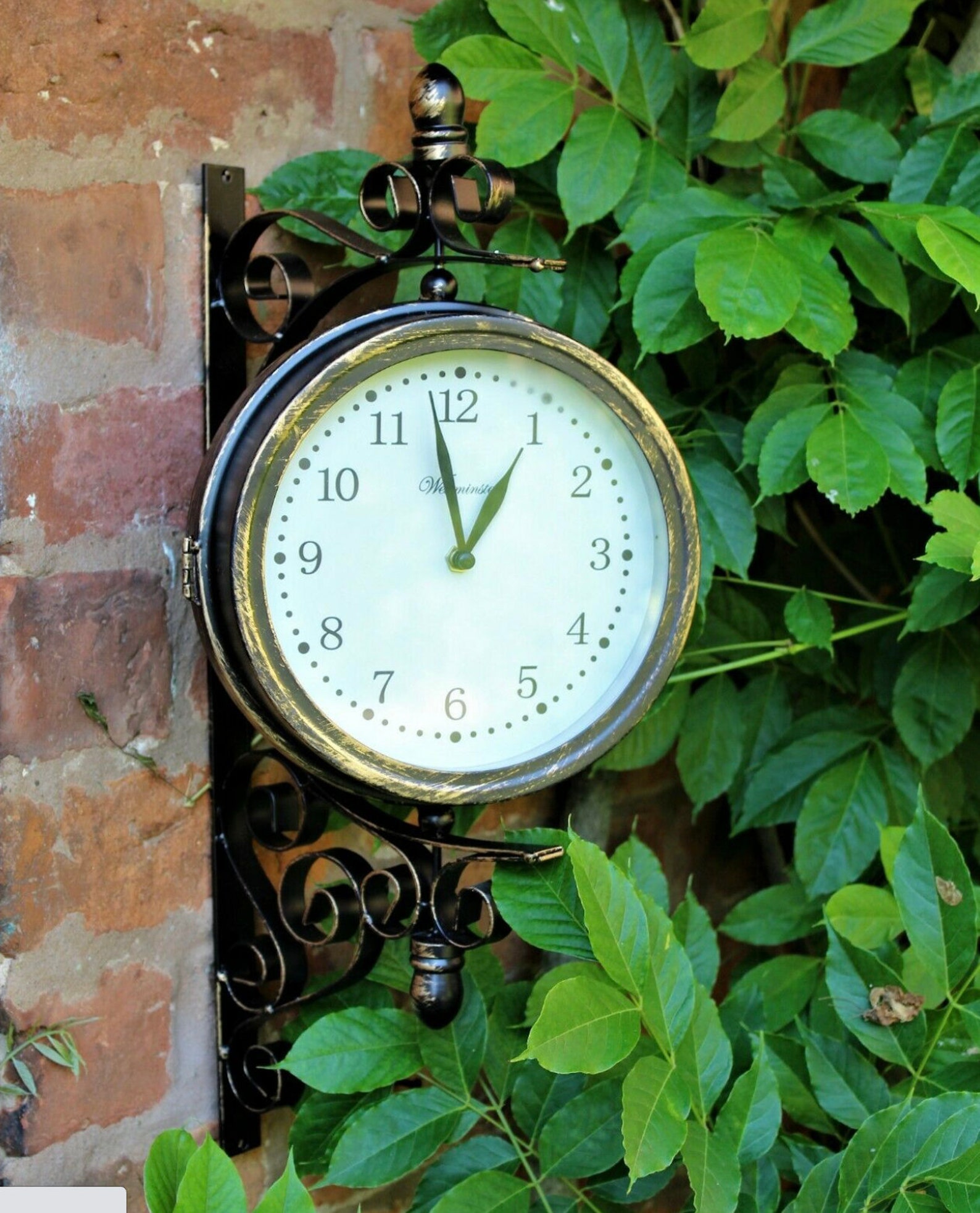 Garden Wall Station Clock & Temperature with Bracket Outdoor Etsy