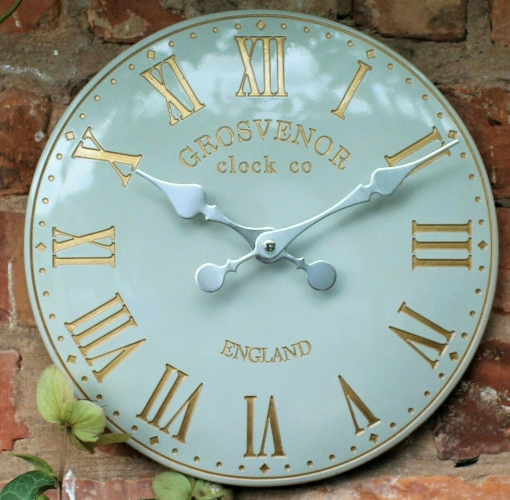 Wall Clock Grey Garden Indoor Outdoor Hand Painted church Etsy