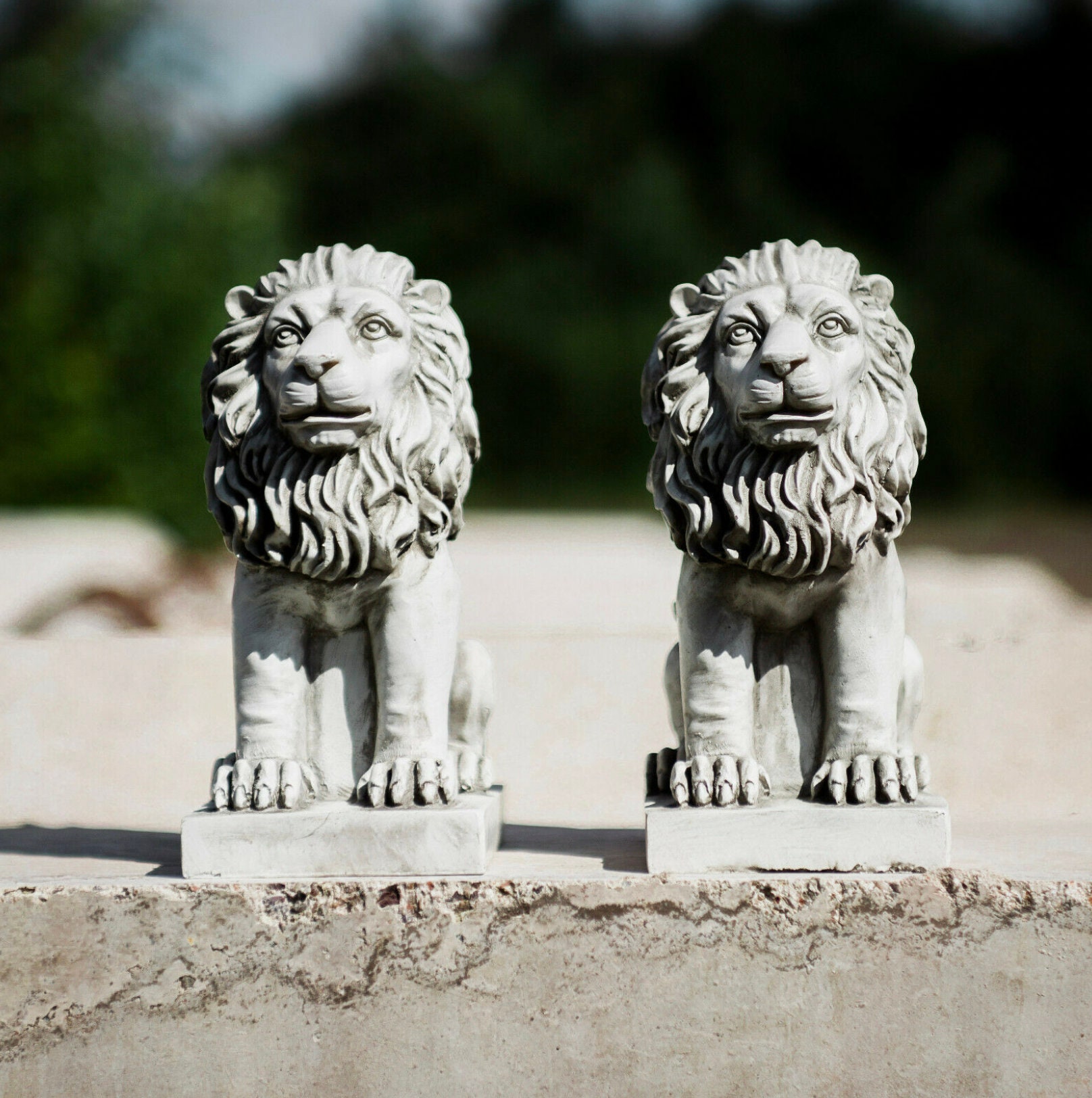 Lion Ornaments Pair of Stone Effect Garden Lions Ornaments Etsy