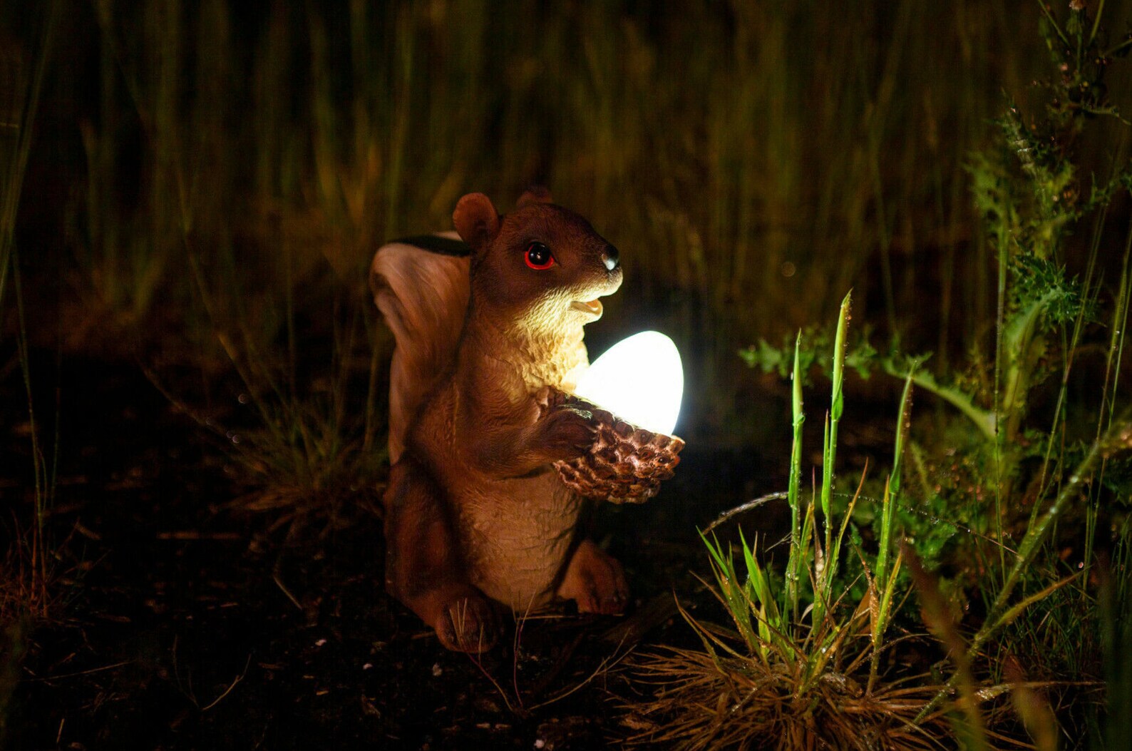 Solar Powered Squirrel Light LED Garden Ornament Outdoor Etsy