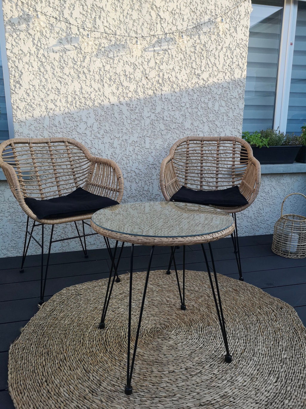 Rattan Bistro Set Mimbre tejido a mano Muebles de jardín Etsy