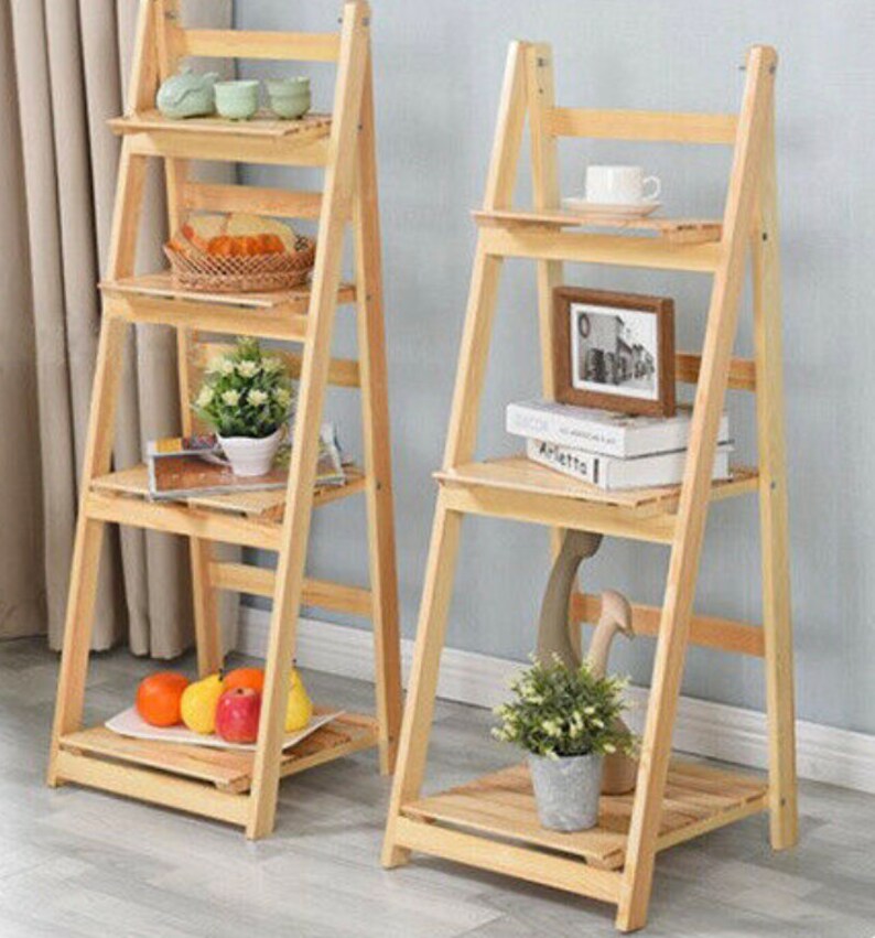 3/4 Tier Ladder Shelf Bookcase Bookshelf Folding Plant Flower Etsy UK