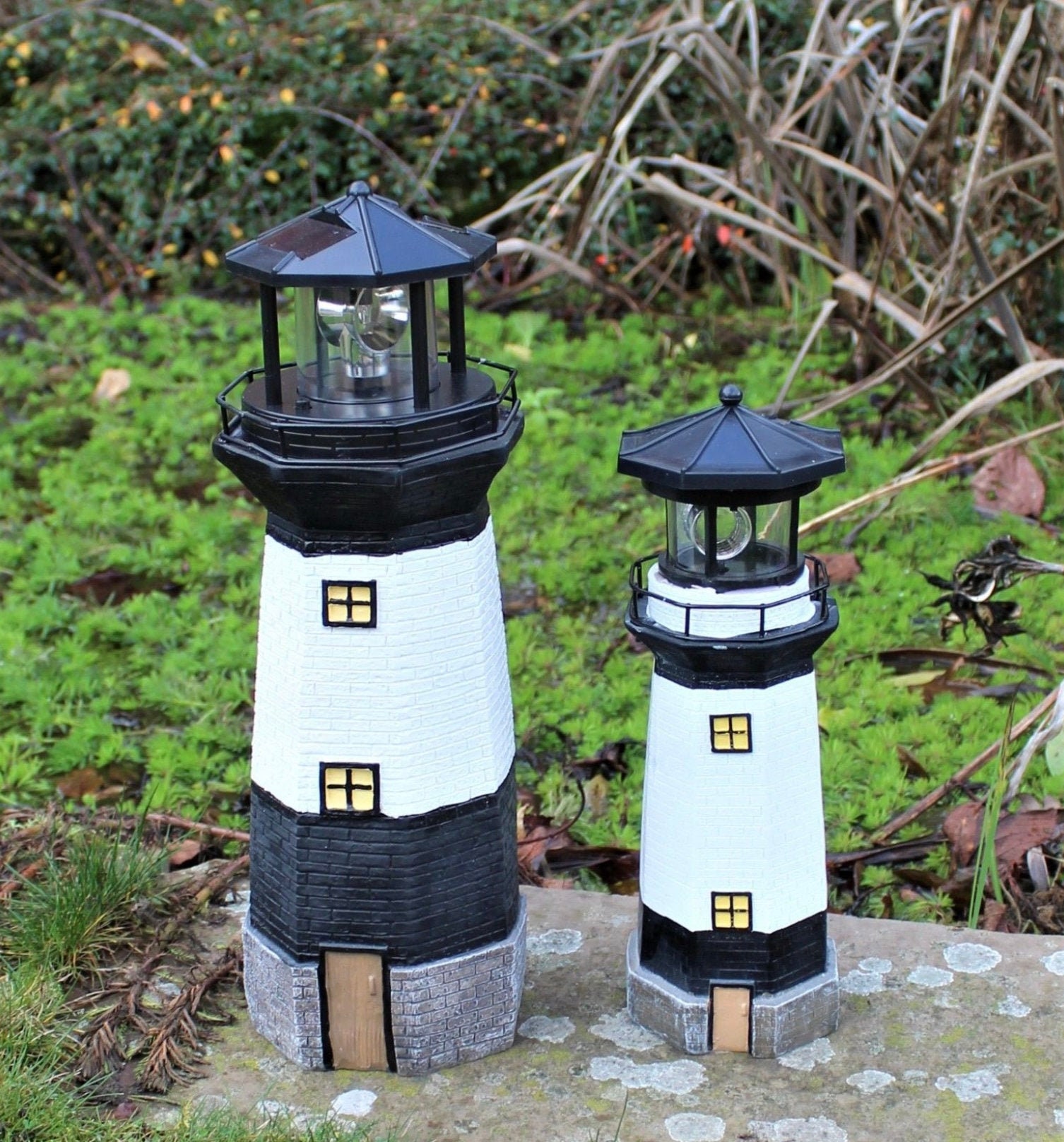 Solar Led Rotating Lighthouse Light Garden Yard Lawn Lamp Lighting For