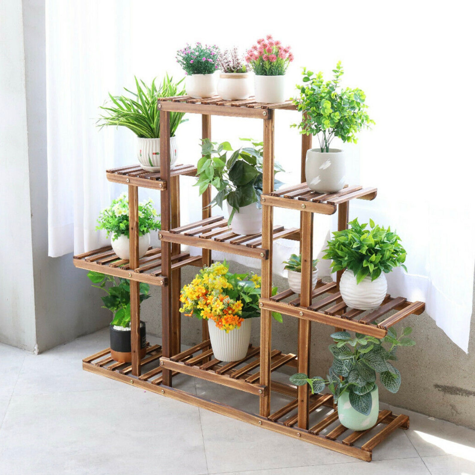 Sturdy Outdoor Plant Pot Stand Flower Display Shelf Rack Home Etsy