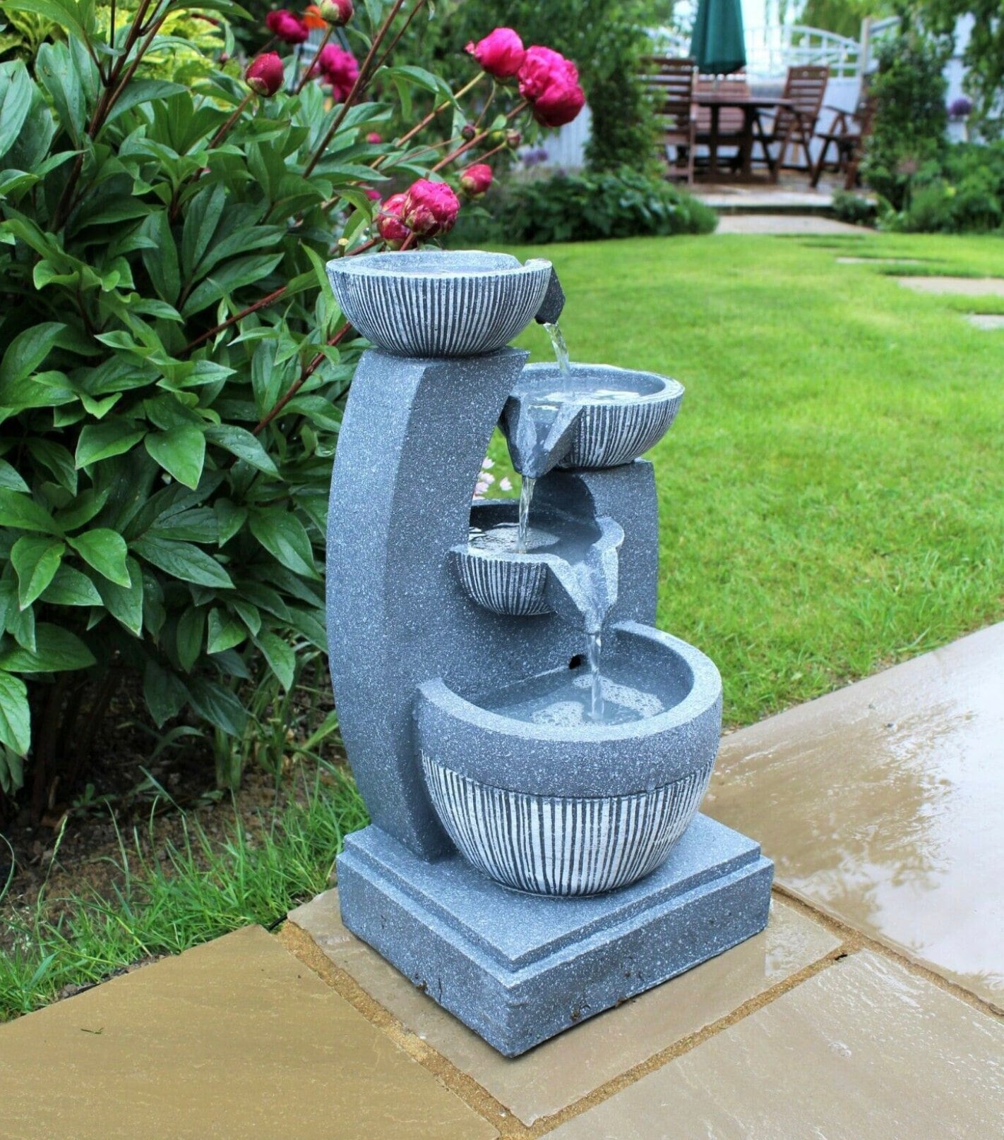 Garden Water Feature Fountain LED Lights Indoor Outdoor 4 Tier Etsy