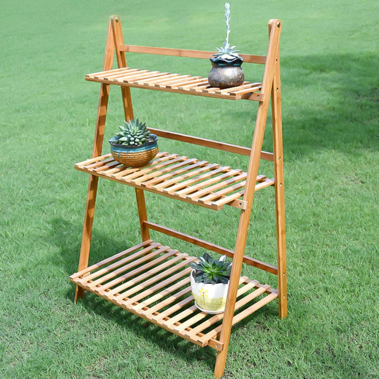 3-stufiges Leiter Regal Holz Falt pflanzenständer Regal Regale | Etsy