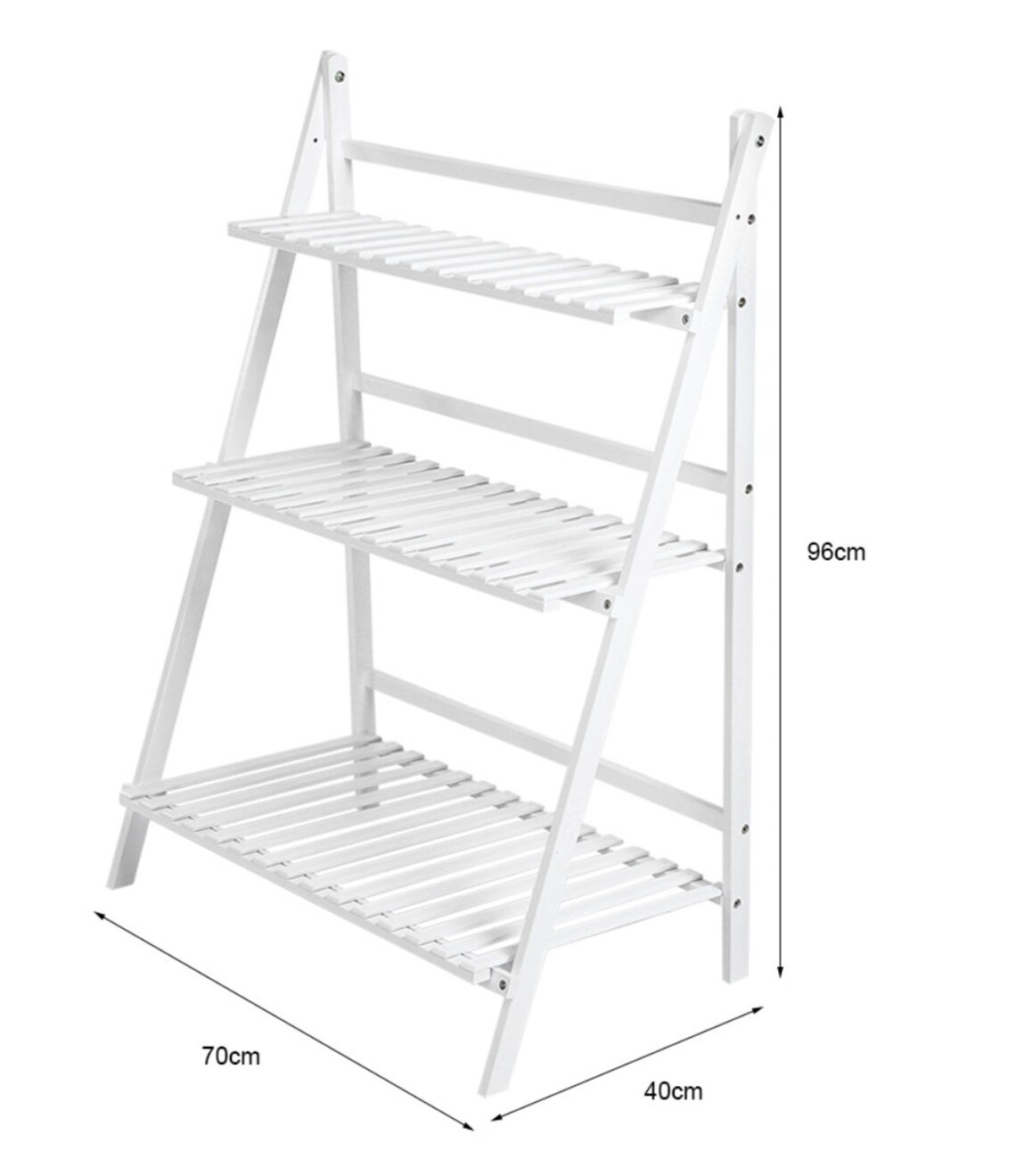 Wooden Shelf 3 Tier Ladder Shelf White Wood Folding Plant Etsy UK