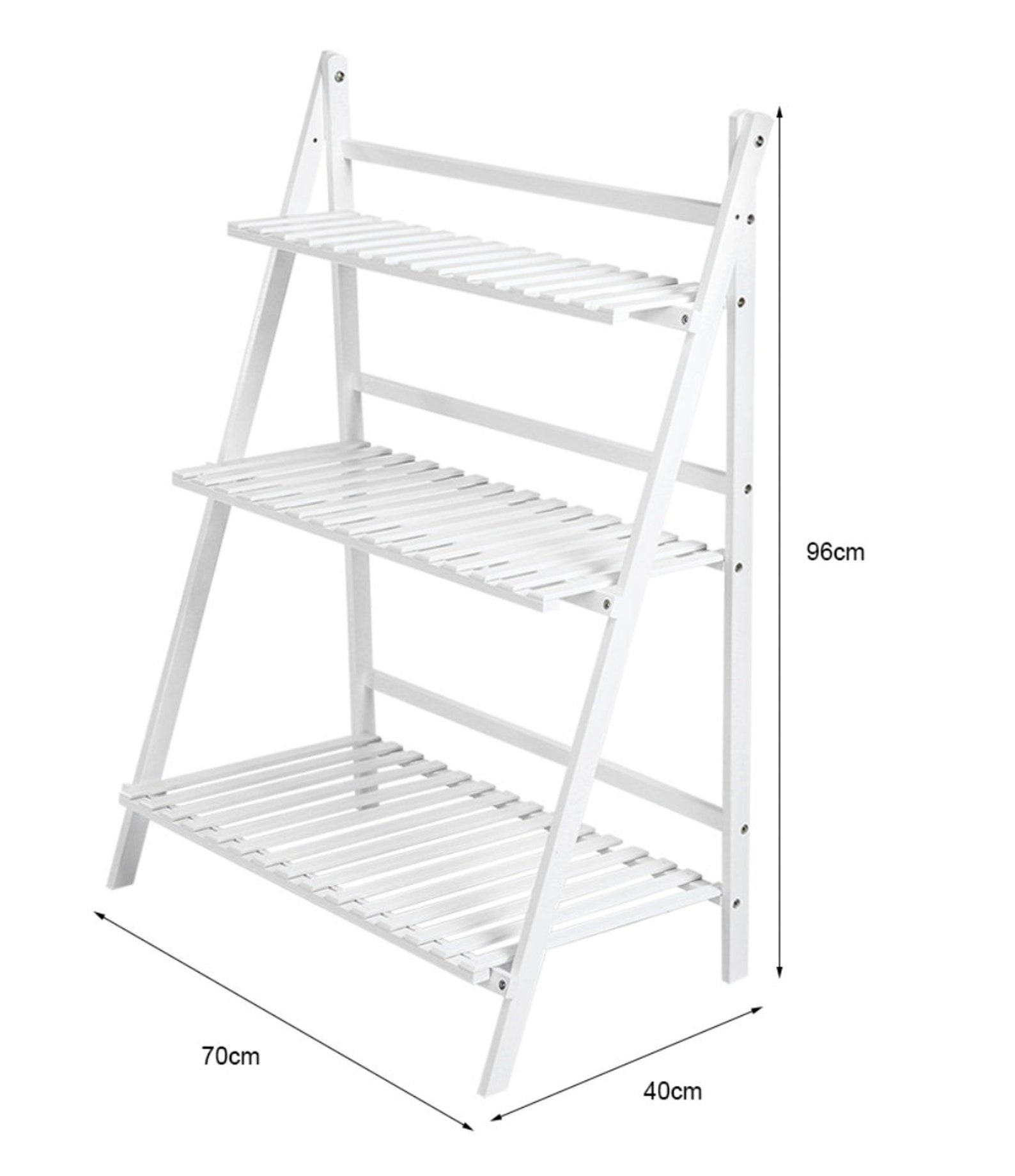 Wooden Shelf 3 Tier Ladder Shelf White Wood Folding Plant Etsy UK
