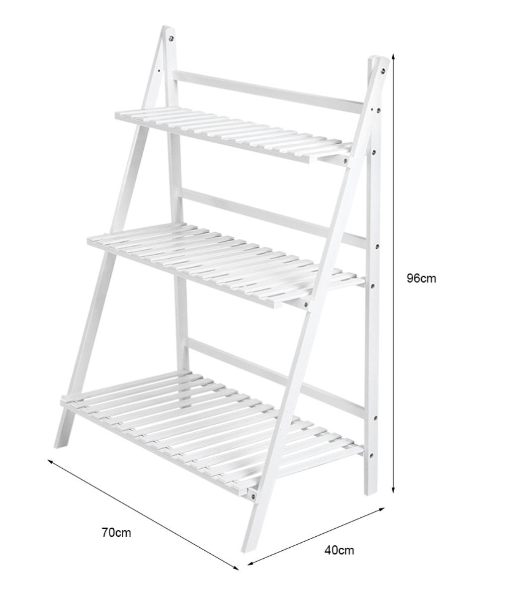 Wooden Shelf 3 Tier Ladder Shelf White Wood Folding Plant Etsy UK