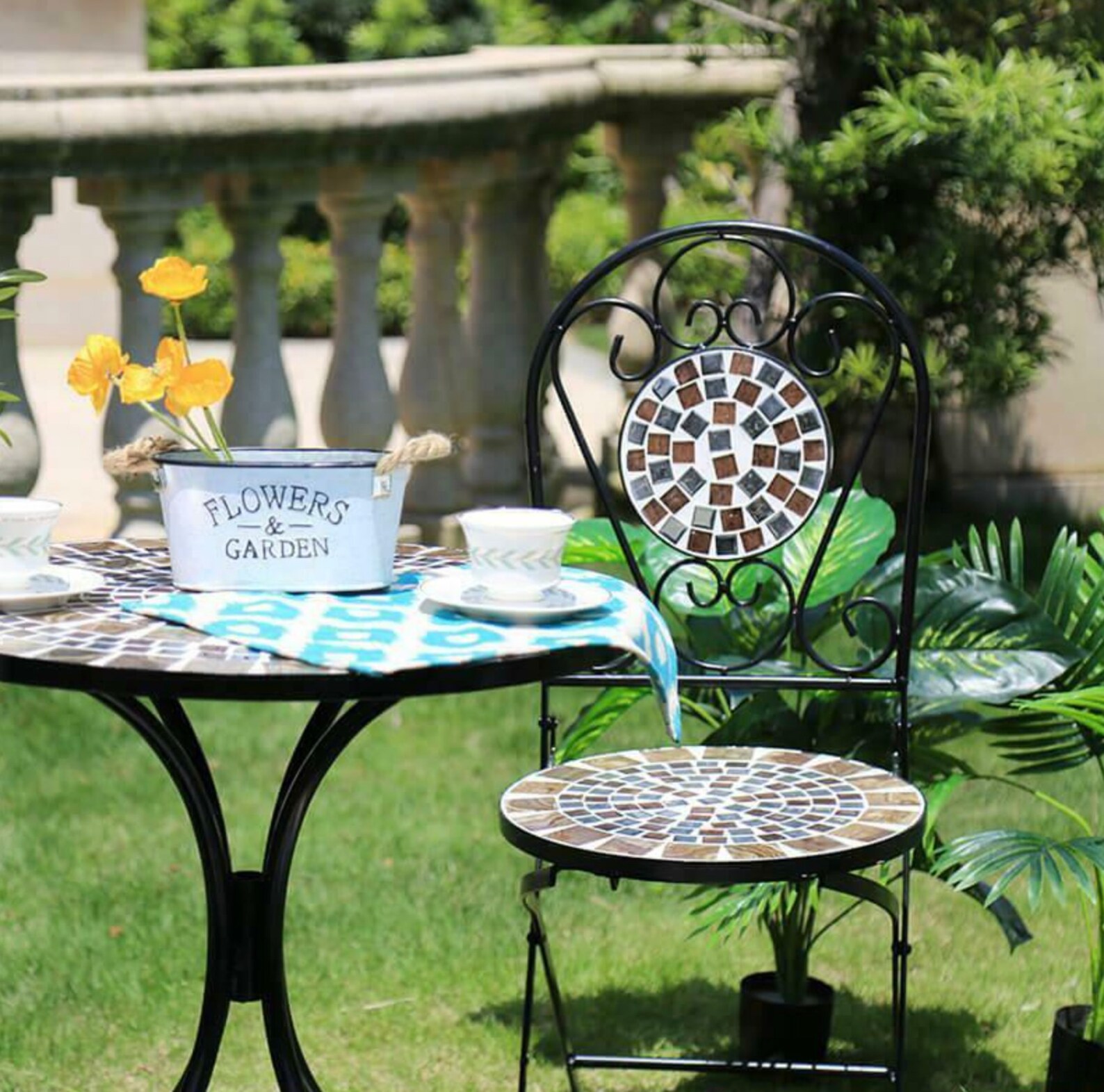 Mosaic Bistro Set Outdoor Patio Garden Furniture Table and 2 Etsy