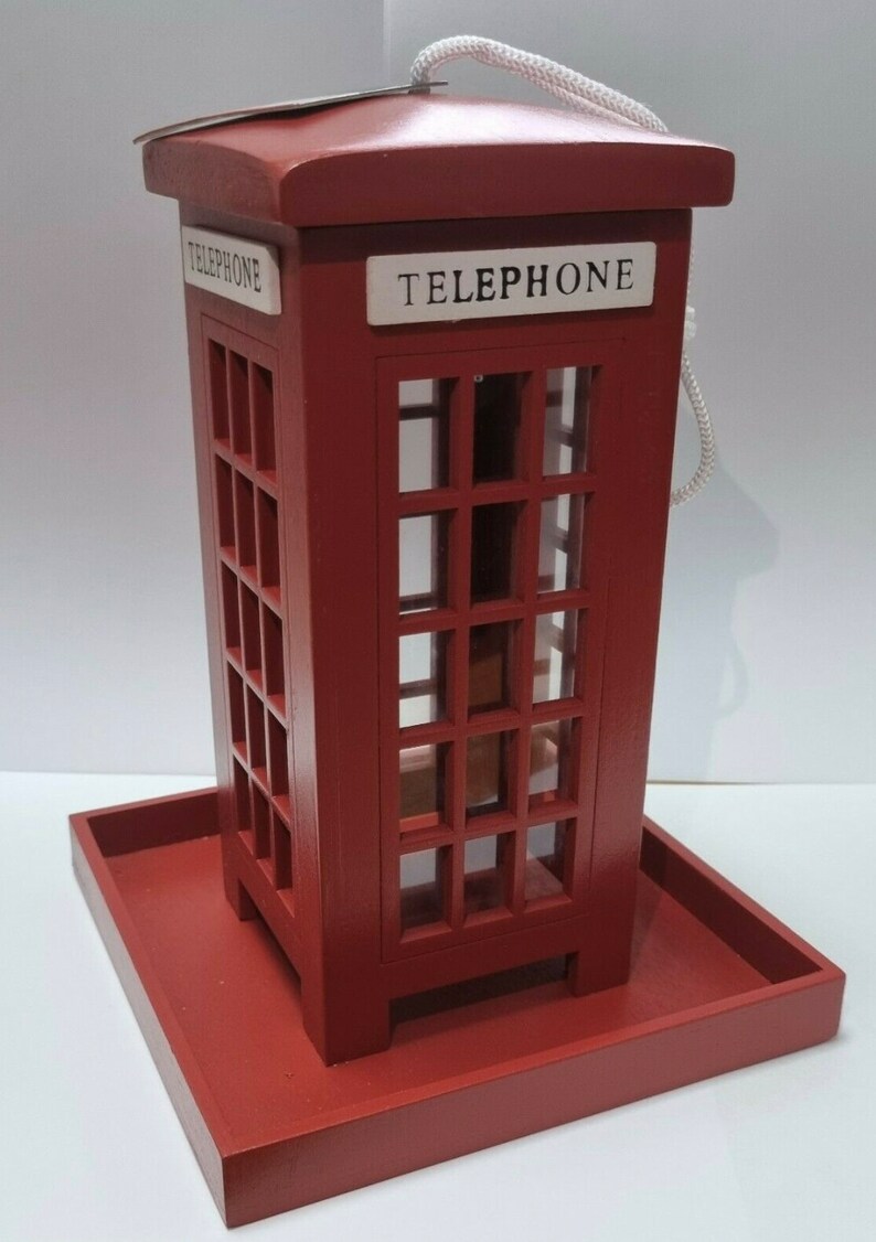 Quirky Red Telephone Call Box Traditional Novelty Hanging Bird Etsy UK