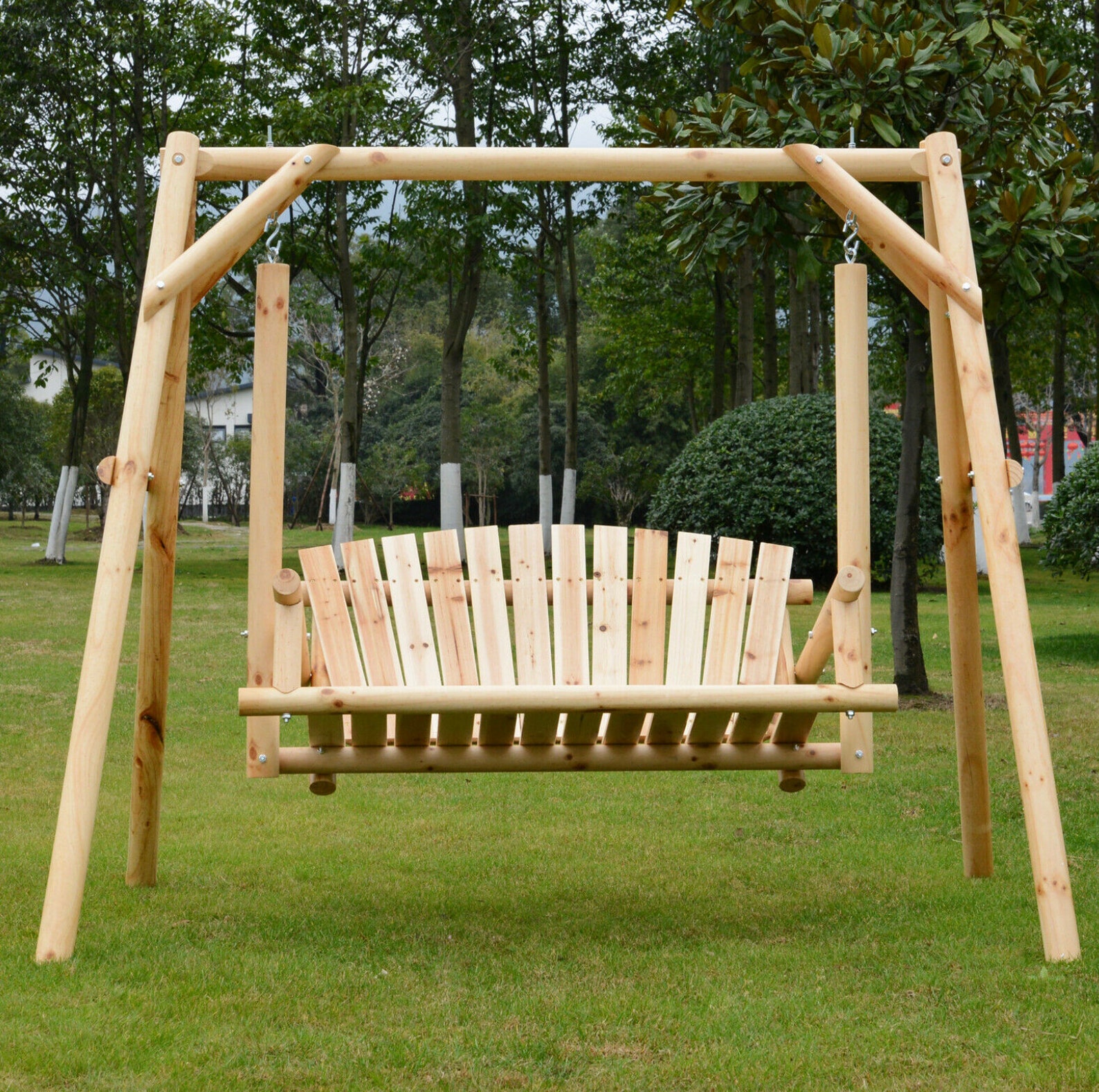 Outdoor 2 Seater Porch Swing Wooden Rustic Patio Bench w/ | Etsy