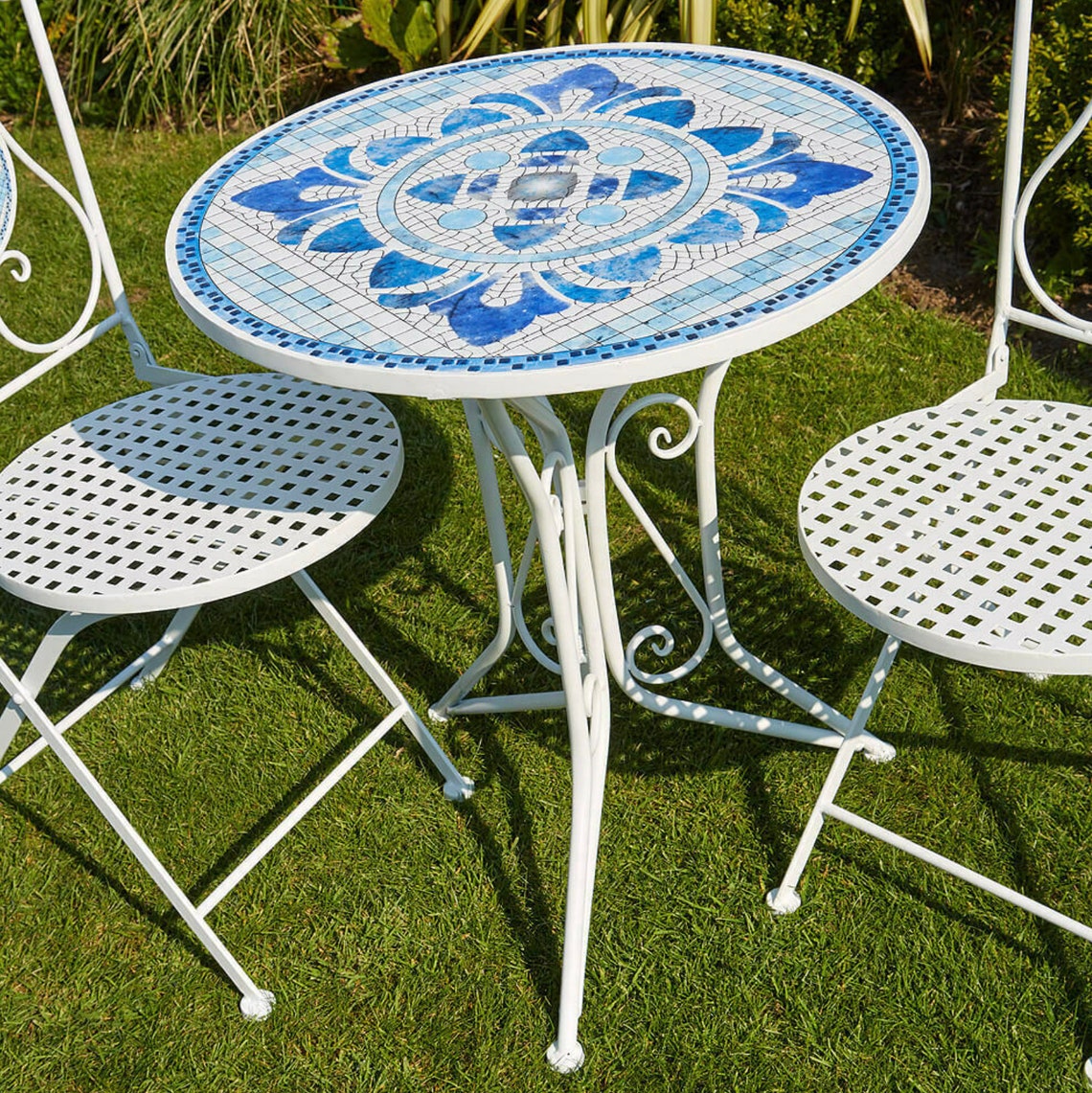 Mosaic Bistro Ceramic Tile Set Outdoor Patio Garden Furniture Etsy