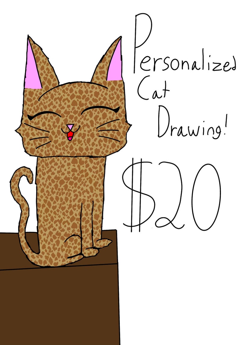 Personalized Cat Drawing Digital image 1