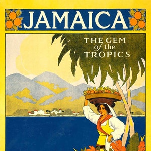 Jamaica The Gem of the Tropics POSTER PRINT A5-A1 Vintage 1910 West Indies Steamship Advert Wall Art Travel Decor