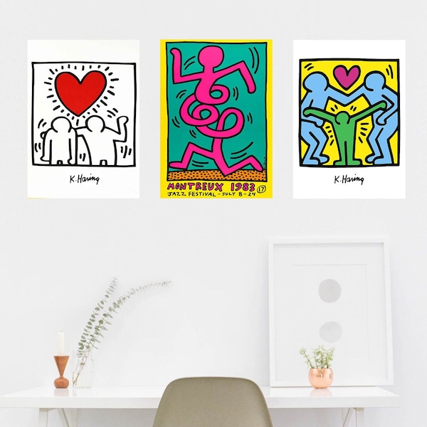 Keith Haring Collection POSTER PRINT Special Offer 2for3 A5-A1 80s Graffiti Drawing Street Style Vintage Wall Art Modern Colour Decor