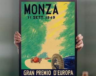 Monza Grand Prix 1949 POSTER PRINT A5-A1 Vintage Retro Italian Motor Racing Sports Formula1 Advert Wall Art Decor