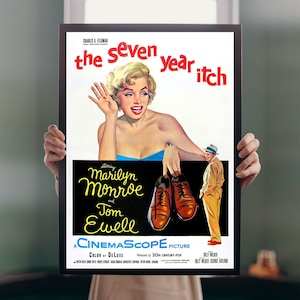 Quando la moglie è in vacanza 1955 POSTER del film A5-A1 Marilyn Monroe Cult Vintage Film Wall Art Commedia Romantico Hollywood Decor