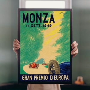 Póster impreso del Gran Premio de Monza de 1949, tamaño A5-A1, decoración de pared con anuncio de Fórmula 1 de deportes de motor italianos retro vintage