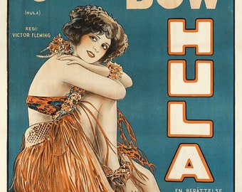 HULA 1927 POSTER PRINT A5 A2 Vintage American Silent 20s Film Hollywood Wall Art Decor