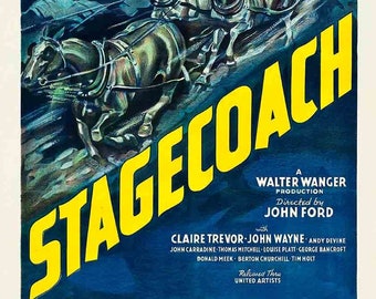 駅馬車 1939年映画ポスター：ジョン・ウェイン西部劇レトロアート