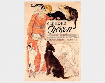 Clinique Chéron Veterinary 1905 POSTER PRINT A5-A1 Vintage French Advert Cat Dog Pet Wall Art Decor