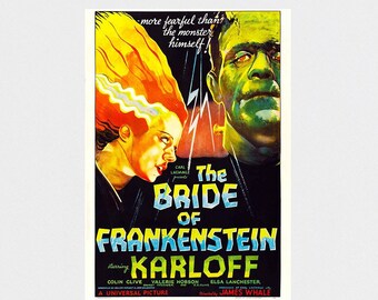 Bride of Frankenstein 1935 Movie POSTER PRINT A5-A1 Karloff 30s Vintage Horror Sci-Fi Cinema Retro Film Wall Art Decor