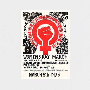 Women's Day March 1975 POSTER PRINT A5-A1 Activism Feminism London Vintage Wall Art 8th March International Womens Day