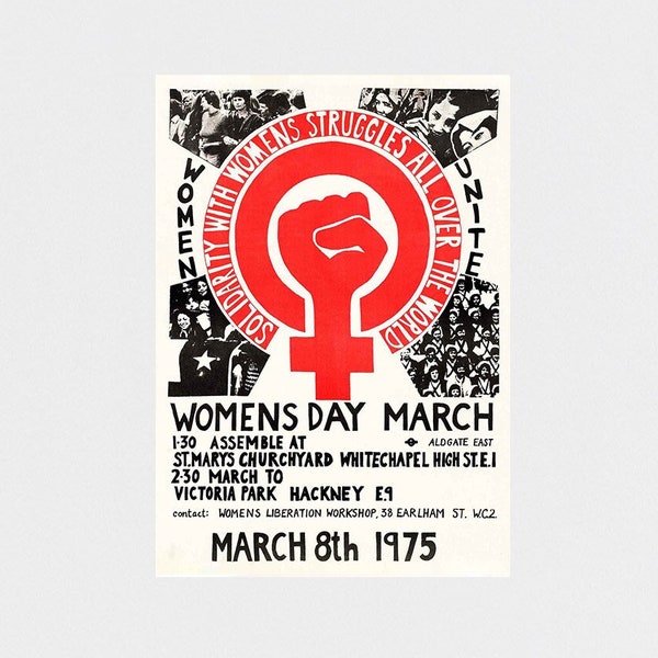 Vrouwendag maart 1975 POSTER PRINT A5-A1 Activisme Feminisme Londen Vintage Wall Art 8 maart Internationale Vrouwendag