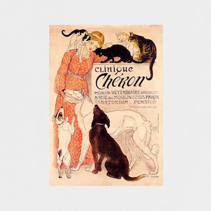 Clinique Chéron Veterinary 1905 POSTER PRINT A5-A1 Vintage French Advert Cat Dog Pet Wall Art Decor