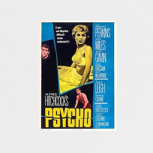 PSYCHO 1960 Movie POSTER PRINT A5-A1 Alfred Hitchcock Cult Classic Cinema Horror Vintage Film Wall Art Decor