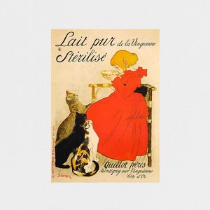 Lait pur stérilisé de la Vingeanne POSTER PRINT A5-A1 Vintage Retro French Milk Advert Wall Art Cat Animal Decor