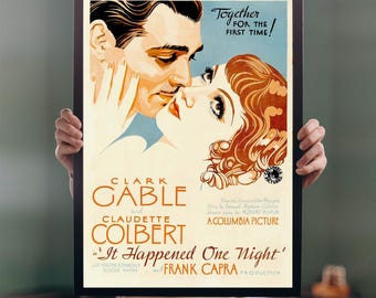 It Happened One Night 1934 Movie POSTER PRINT A5-A1 30s Capra Classic Rom-Com Vintage Hollywood Film Wall Art Decor