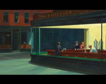 NIGHTHAWKS 1942 POSTER PRINT A5 A2 Edward Hopper Painting American Realist Art Wall Decor