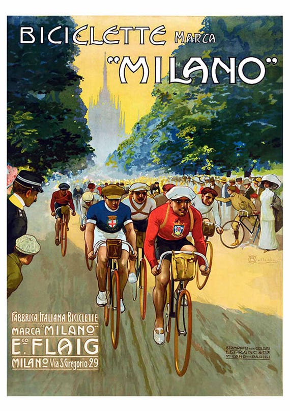 Poster Vintage Cyclisme – Affiche Paris France – Vélo Bicyclette – Italie