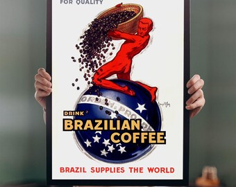 Brazilian Coffee 1931 POSTER PRINT A5-A1 French British Vintage Advert Retro Wall Art Bar Cafe Home Decor