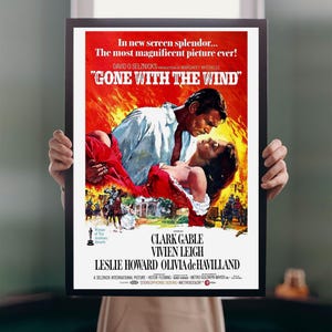 Gone With the Wind 1939 POSTER PRINT A5-A1 Clark Gable Vivien Leigh Vintage 30s Cinema Retro Film Wall Art Decor