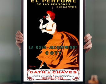 El Perfume La Rose Jacqueminot Coty Vintage Advertising Poster