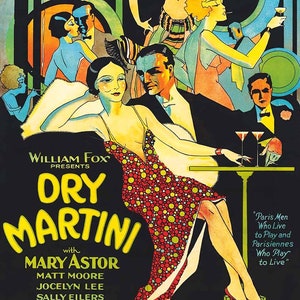 Póster de película Dry Martini de 1928, impresión en tamaño A5-A1, decoración de pared de película clásica de Hollywood retro de los años 20