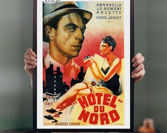 Póster de la película Hotel du Nord de 1938, tamaño A1, película de culto francesa de los años 30, comedia, arte de pared vintage, decoración de cine en casa