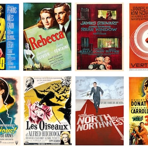 Colección de pósteres del director Hitchcock, set de regalo en formato A5-A3, películas clásicas, arte de pared, decoración retro vintage