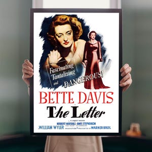 The Letter 1940 Poster: Bette Levi&#39;s Film Noir, Vintage Hollywood Wall Art