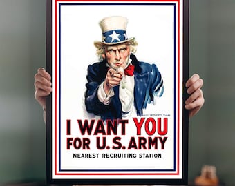 アンクル・サム「I Want YOU」アメリカ陸軍ポスター – 第一次世界大戦